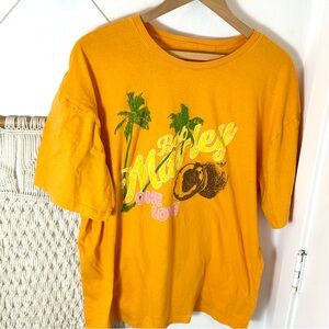 Bob Marley One Love Hippie Reggae Bohemian Orange Graphic Tee Shirt L/XL